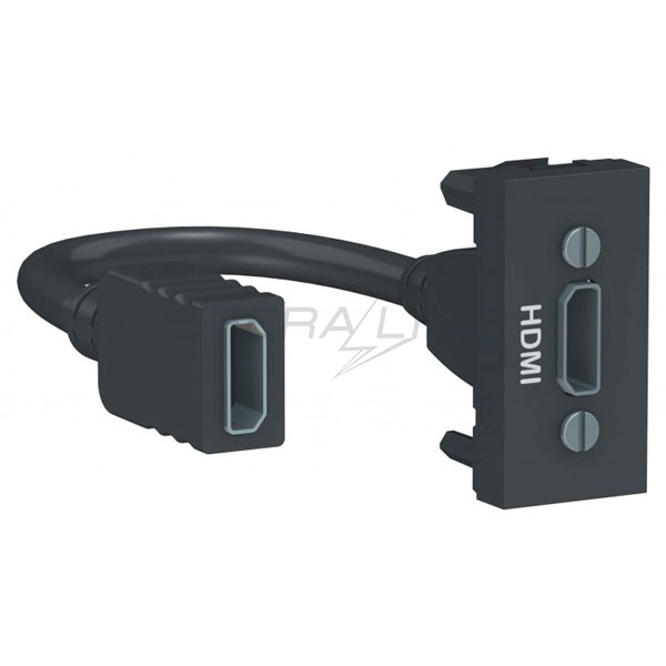 Розетка HDMI, 1 модуль, антрацит, Unica New, Schneider Electric